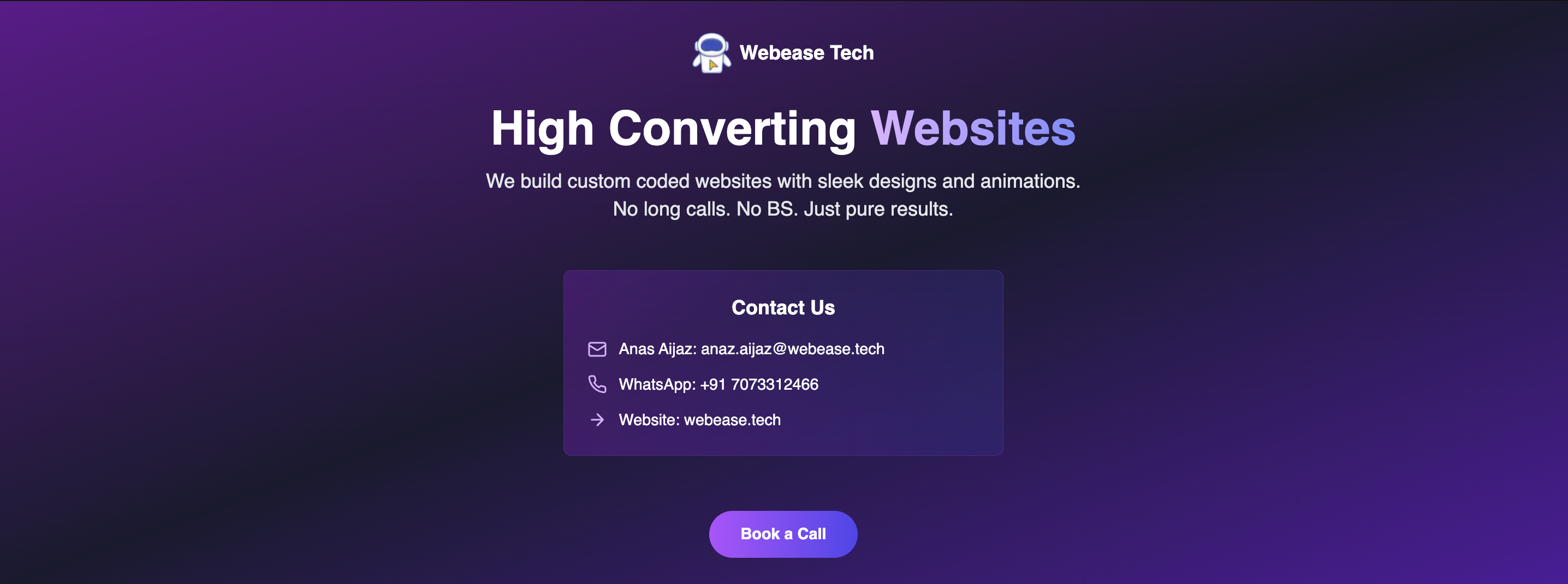 Call to action for webease